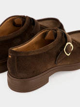 Santoni Brown Suede Single-Buckle Loafers