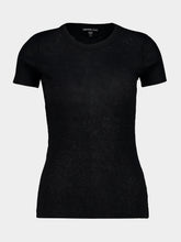 James Perse Black Cotton Cashmere Blend Ribbed Crew