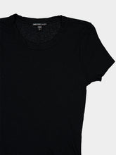 James Perse Black Cotton Cashmere Blend Ribbed Crew
