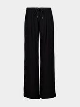 James Perse Black Wide-Leg Relaxed Viscose-Wool Pants