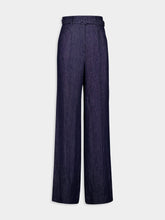 Gabriela Hearst Navy Norman Wide-Leg Linen Pants