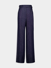 Gabriela Hearst Navy Norman Wide-Leg Linen Pants