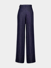 Gabriela Hearst Navy Norman Wide-Leg Linen Pants