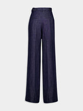 Gabriela Hearst Navy Norman Wide-Leg Linen Pants