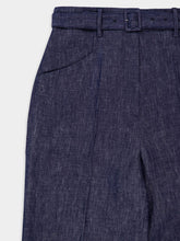 Gabriela Hearst Navy Norman Wide-Leg Linen Pants