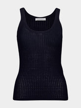 Dark Navy Nevin Pointelle Knit Tank Top | PDP - Fashion Clinic