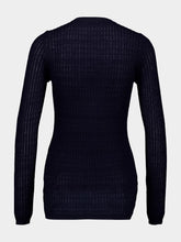 Dark Navy Emma Pointelle Knit Cardigan | PDP - Fashion Clinic