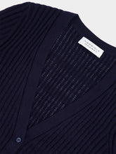 Dark Navy Emma Pointelle Knit Cardigan | PDP - Fashion Clinic