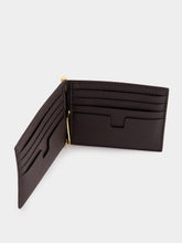 Tom Ford Brown Grained Leather Money Clip Wallet