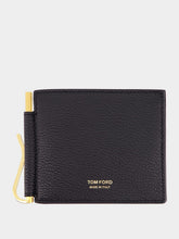 Tom Ford Black Grained Leather Money Clip Wallet