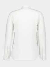 120% Lino Band-Collar White Linen Shirt