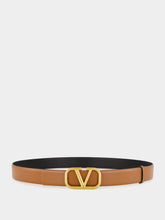 Valentino Garavani Selleria Brown V-Logo Buckle Belt