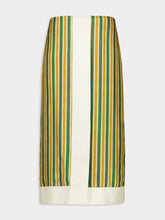 Paula Yarrow Printed Silk Twill Striped Skirt