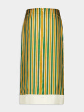 Paula Yarrow Printed Silk Twill Striped Skirt