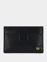 Tom Ford Black Card Holder in Printed Python Leather