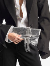 Jimmy Choo Zandra Silver Vintage Metallic Leather Clutch Bag