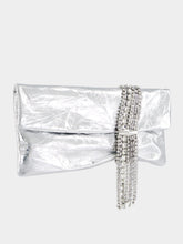 Jimmy Choo Zandra Silver Vintage Metallic Leather Clutch Bag