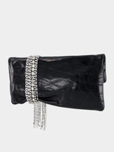 Jimmy Choo Zandra Black Vintage Metallic Leather Clutch Bag