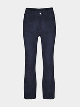 Zircon Navy Leather Flared Pants