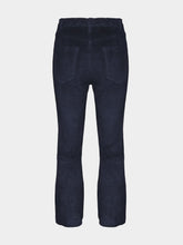 Paula Zircon Navy Leather Flared Pants