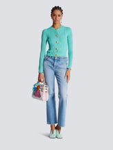 Balmain Blue Cropped Knit Cardigan