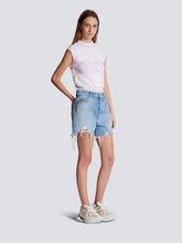 Balmain Light Blue Denim High-Waisted Shorts