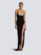 Balmain Long Embroidered Knit Dress with Leg Slit