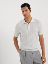Brunello Cucinelli Light Grey Rib Knit Polo