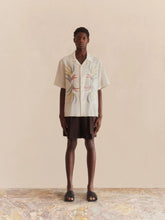 Commas Palm Embroidered Camp Collar Shirt