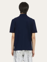 Ferragamo Navy Polo with Zip Collar
