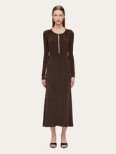 Ferragamo Espresso Long Crepe Dress