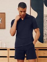 Frescobol Carioca Navy Blue Terry Cotton Polo