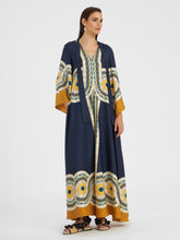 La DoubleJ Mudejar Blue Silk Maxi Dress
