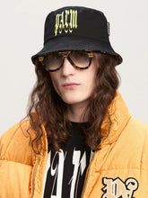 Palm Angels Black Gothic Logo Bucket Hat