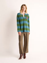 Paula Blusher Stripped Cashmere Polo Shirt