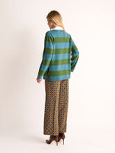 Paula Blusher Stripped Cashmere Polo Shirt