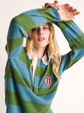 Paula Blusher Stripped Cashmere Polo Shirt