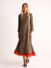 Paula Grayf Symmetrical Eye Dress with Feathers