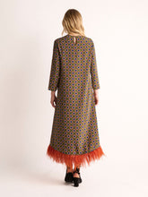 Paula Grayf Symmetrical Eye Dress with Feathers