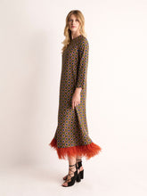 Paula Grayf Symmetrical Eye Dress with Feathers