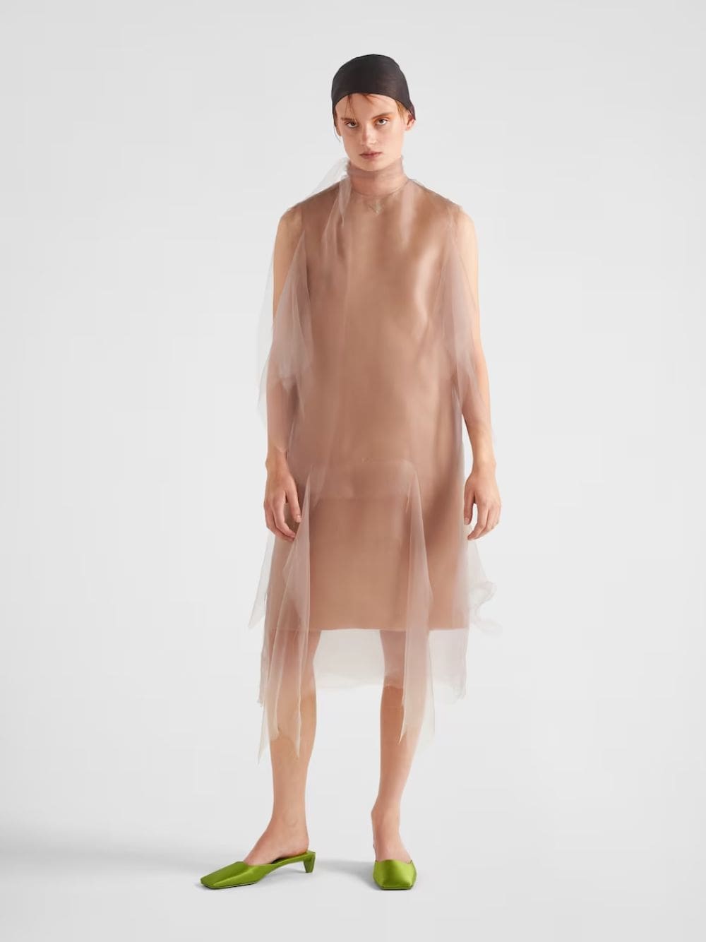 prada mesh dress Prada Sleeveless Voile Dress