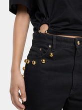 Rabanne Black Boyfriend Jeans with Gold Studs