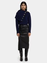 Rabanne Black Lambskin Gathered Midi Skirt