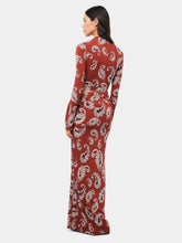 Rabanne Paisley-Print Long Split Skirt