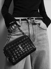 Saint Laurent Suede Cassandre Matelassé Carré Mini Camera Bag