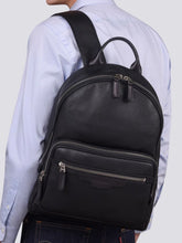 Santoni Black Tumbled Leather Backpack