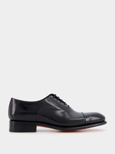 Santoni Polished Black Leather Oxford Shoes