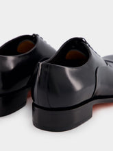Santoni Polished Black Leather Oxford Shoes