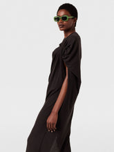 Stella McCartney Chocolate Brown Asymmetric Draped Maxi Dress