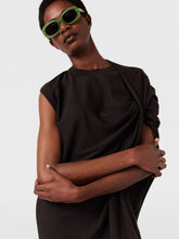 Stella McCartney Chocolate Brown Asymmetric Draped Maxi Dress